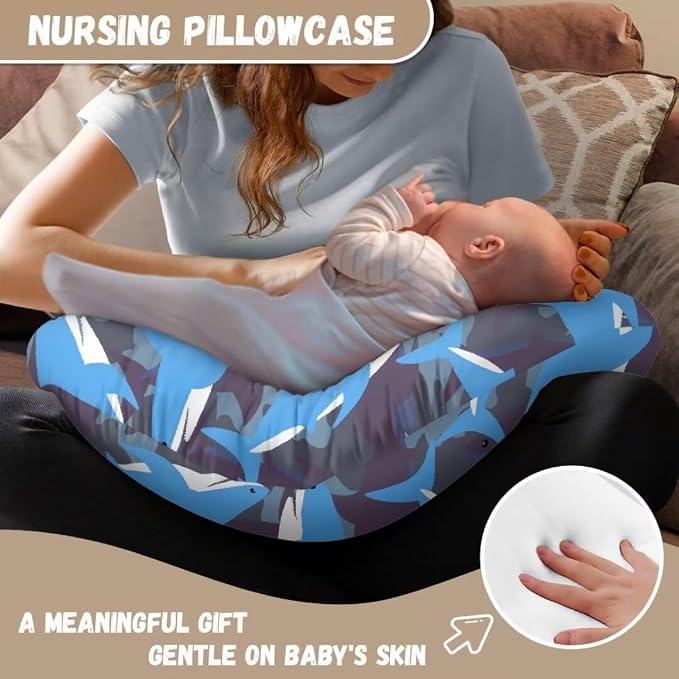 Cute Sharks Fawn Breathable Neutral Breastfeeding Pillow Cover,Custom Gifts for Toddler Infant