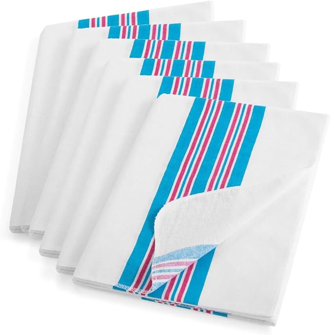 PILL THING Baby Hospital Receiving Swaddle Blankets for Newborn Babies - Original Baby Footprint Design Breathable 100% Cotton - Durable Hospital Quality - Generous Size- (Striped, Pack of 6)
