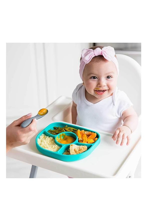 bblüv - Yümi ??Food Grade Silicone, BPA-Free, Suction Plate, Microwave & Dishwasher Safe, Anti-Spill Plate & Spoon Set w/Baby Utensils - for Baby & Toddler