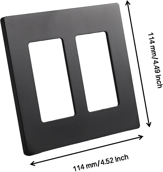 Wall Plates Screwless Design Outlet Covers UL Certified Safe Switch Plate Covers Child Proof Safety Wall Plates Easy Install & Clean Cover Plates Pack of 2 Black