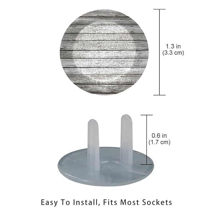 Grey Wooden (2) Outlet Covers Baby Proofing Child Proof Plug Covers for Electrical Outlets Easy Install Outlet Plug Covers