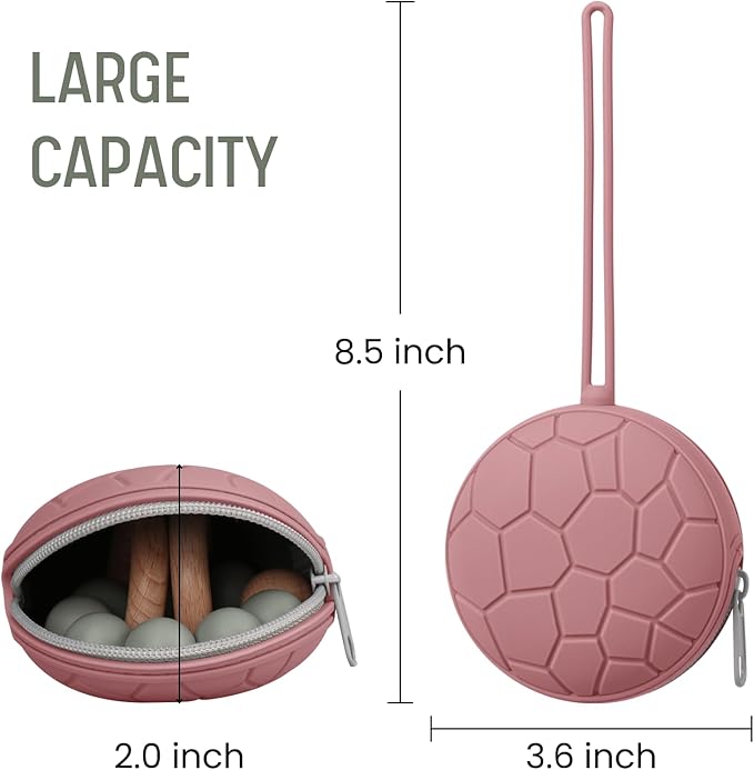 2 Pack Silicone Pacifier Holder Case, Soft Silicone Newborn Baby Silicone Pacifier Holder for Boys & Girls, Portable Silicone Pacifier Container Case (Blush/Mauve)