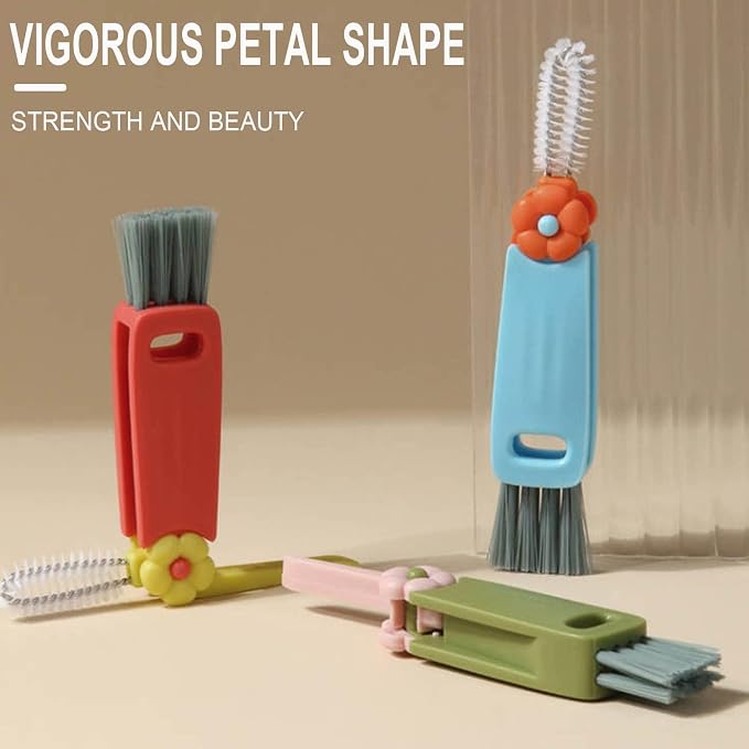OFY ONLY FOR YOU 3 in 1 Cup Lid Cleaning Brush, Crevice Cleaning Brush Set for Baby Bottle, Cup, Kitchen, Home, Blue, Polypropylene Bristles, Polypropylene Material