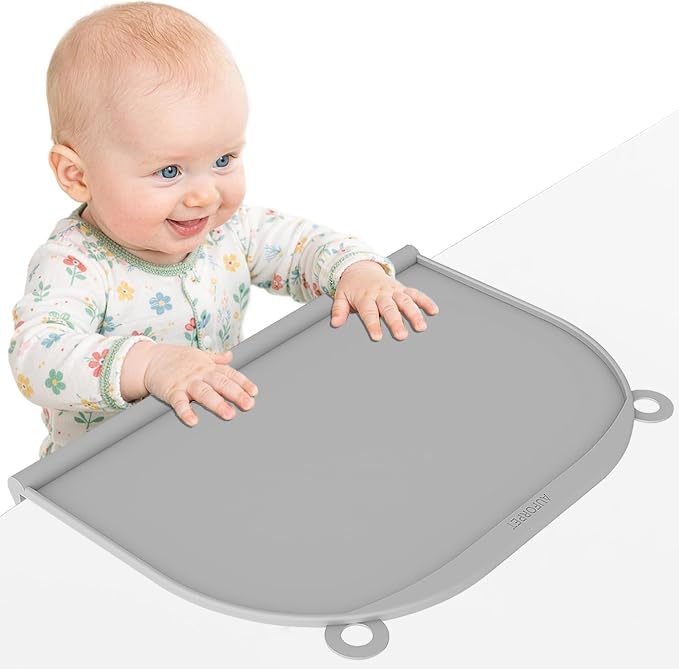 Large Silicone Suction Table Mat, 17" x 12" Thick Placemat with Edge-Bumper, Raised Edge Leakproof, Non-Slip for Kids Toddler Baby Essentials Dinning, Restaurant Eating, Plates, Art, Craft & Painting