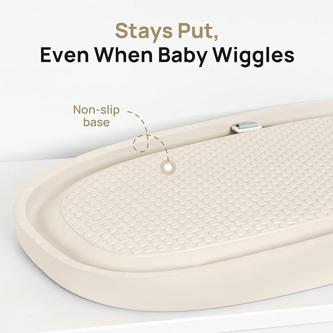 Papablic Baby Changing Pad ??Soft & Wipeable Diaper Changing Table Mat for Dresser Bed Sofa, Built-in Safety Belt, Non-Slip, Waterproof, Easy to Clean ??Ideal Gift for New Parents (Beige)