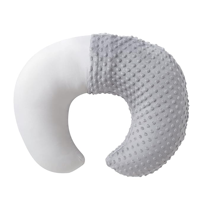 Nursing Pillow and Positioner with Cover for Breastfeeding and Bottle Feeding, Propping Baby, Tummy Time, Baby Sitting Support, Awake-Time Support (Grey, 22" x 17.7" x 5.9")