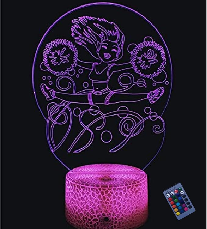 Optical Illusion 3D Cheerleader Night Light 16 Colors Changing USB Power Remote Control Touch Switch Decor Lamp LED Table Desk Lamp