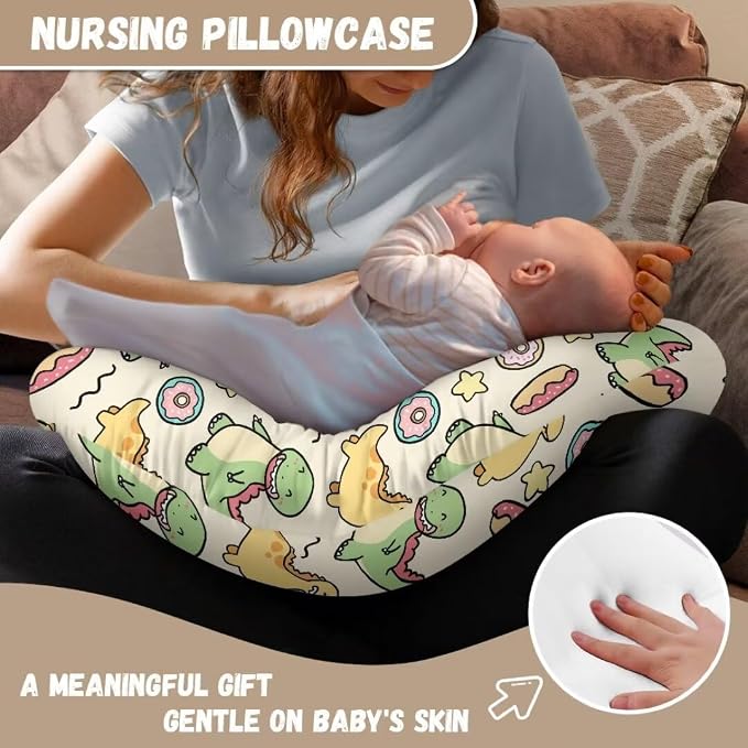 Cartoon Dinosaur Nursing Pillow Covers for Breasfeeding Boys Pillow Cover Pillow Slipcovers for Baby Girls Fits Infant Nursing Pillow Case