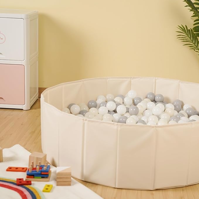 Ball Pit for Toddlers Babies Dogs Cats Iinfant Children, Foldable Ball Pits Play Tent, Crawl Playpen Ball Pool with Storage Bag, Surprise for Boys Girls Festival (Balls Not Included), Beige