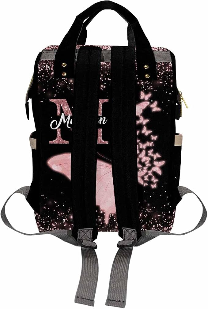 Custom Baby Bag For Mothers Day Gift Shoulders Bag Nappy Daypack Baby Bags Fors Customized Personalized Name Bag Nappy Backpack Waterproof Mommy Bag, Neon Butterfly