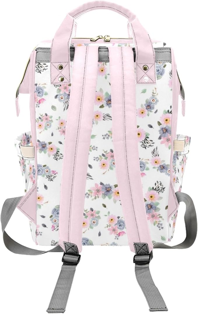 Custom Diaper Bag Backpack with Name Personalized Floral Butterfly Nappy Bag for Mommy Mother's Day Gift Customized Adjustable Shoulders Nursing Bag Daypack