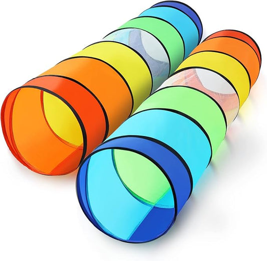 Moncoland Kids Play Tunnel Tent for Toddlers, Pack of 2 Colorful Pop Up Crawl Tunnel Toy for Baby or Pet, Collapsible Gift for Boy and Girl Play Tunnel Indoor and Outdoor Game