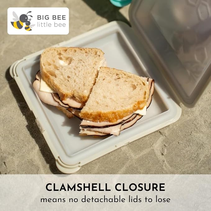 Big Bee, Little Bee SoftShell Reusable Silicone Food Storage Container - Clamshell Snap-Close Design, No Lost Lids, Easy to Clean, Compact for Travel, Meal Prep, Microwave Freezer and Dishwasher Safe