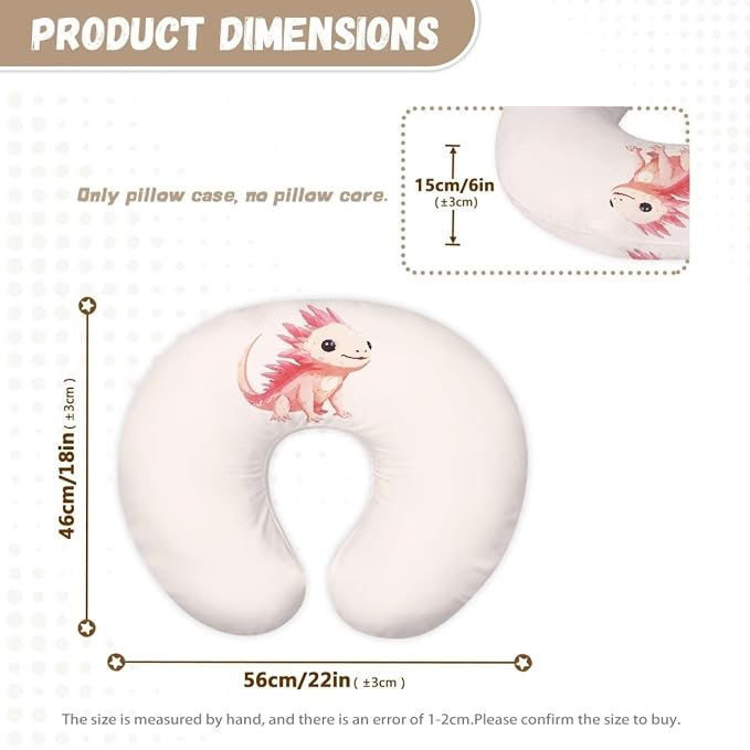 Pink Axolotl Nursing Pillow Cover for Infant Snug, Breastfeeding Pillow Slipcover for Baby Girls/Boys, Soft Snug Fits On Newborn Feeding Pillow Case