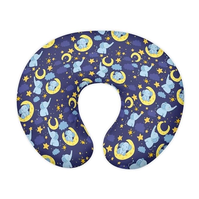Sleepy Elephants Baby Nursing Pillow Cover Stretchy Breathable Breastfeeding Pillow Cover Lightweight Neutral Nursing Pillow Case (22"x18"x6")