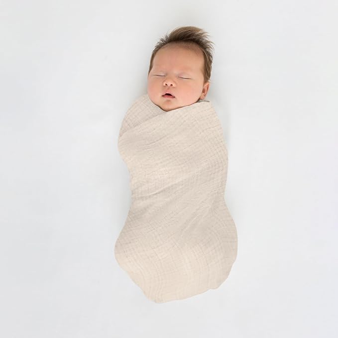 SwaddleDesigns Cotton Muslin Swaddle Blankets for Baby Boy & Baby Girl, Set of 4, Neutral Receiving Blankets for Newborn, Baby Registry & Gift, 46x46 inches, Apricity