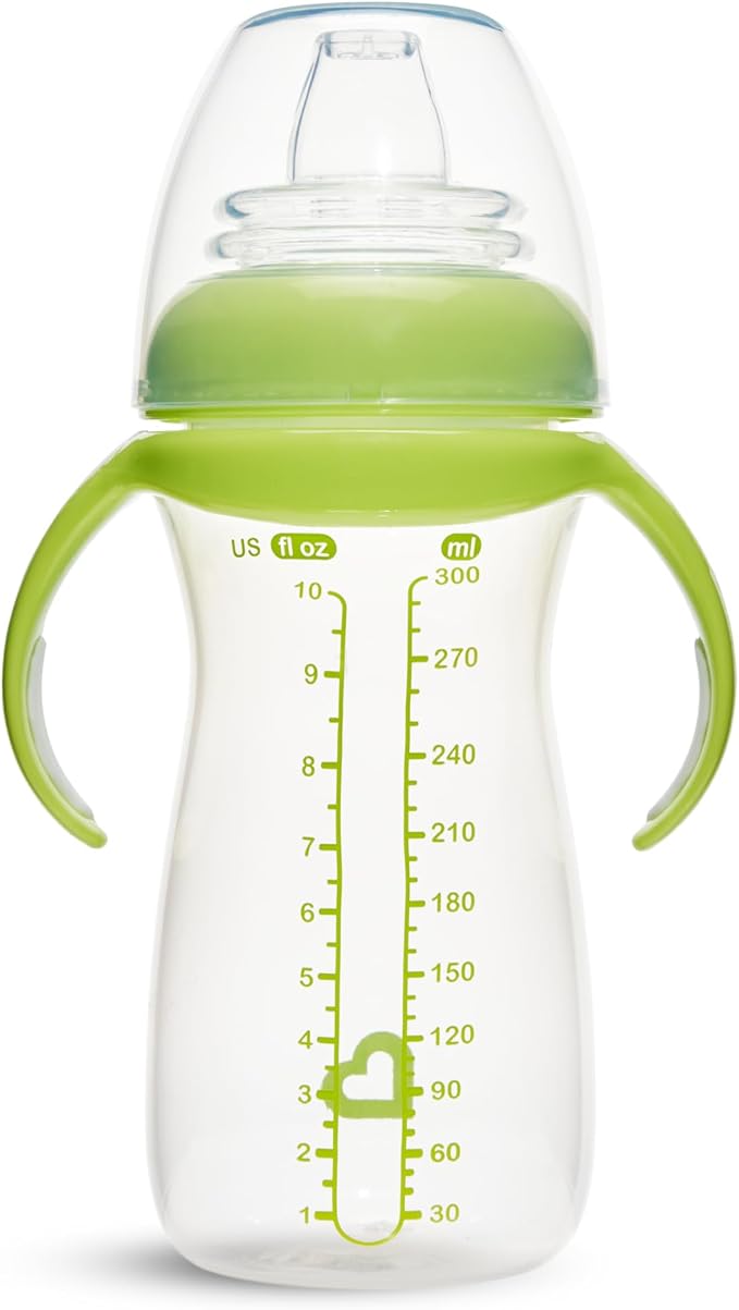 Munchkin Gentle Transition Baby Sippy Cup, Baby's First Sippy - Helps Babies & Toddlers Transitioning from Bottles to Cups, Spill Proof, 9 Months & Up, 10 Ounce, Green (Pack of 2)