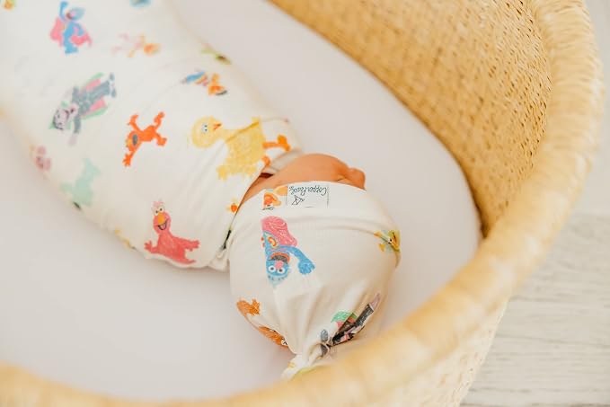 Copper Pearl Baby Swaddle Blanket - Premium Knit Baby Blanket, Large Soft Stretchy Receiving Blankets for Baby Boy and Girl, Swaddles for Newborn, Infant, and Toddler (Sesame Friends)