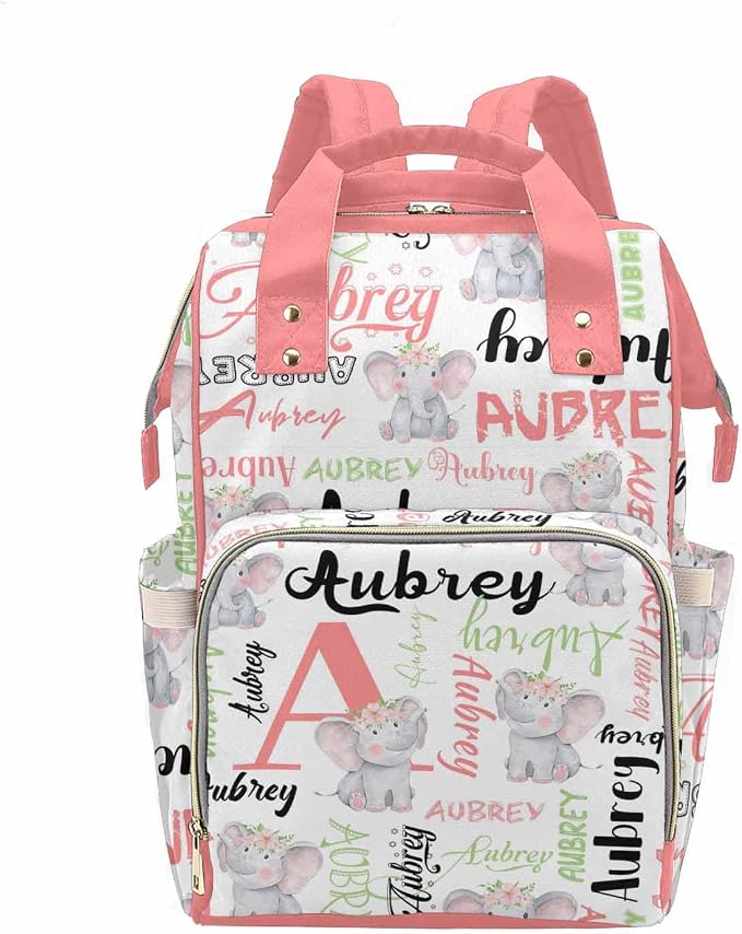 M YESCUSTOM Custom Diaper Bag Backpack for Girls Large Capacity with Pockets Pink Animal Personalized Baby Diaper Bags for Mom Waterproof Nappy Baby Bag with Name Mothers Day Gift