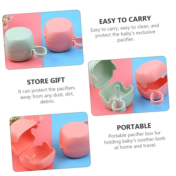 4pcs Pacifier Holder Storage Container Portable Pp Plastic Case for Pacifiers Teethers Lightweight Travel-Friendly Random Color Design