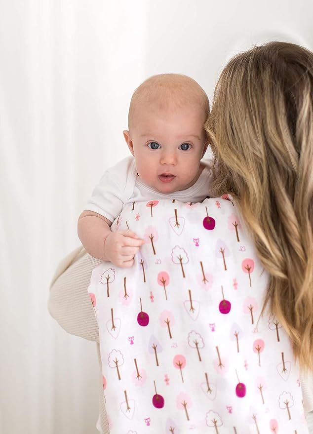 SwaddleDesigns Marquisette Swaddling Blanket, Premium Cotton Muslin, Very Berry Cute and Calm