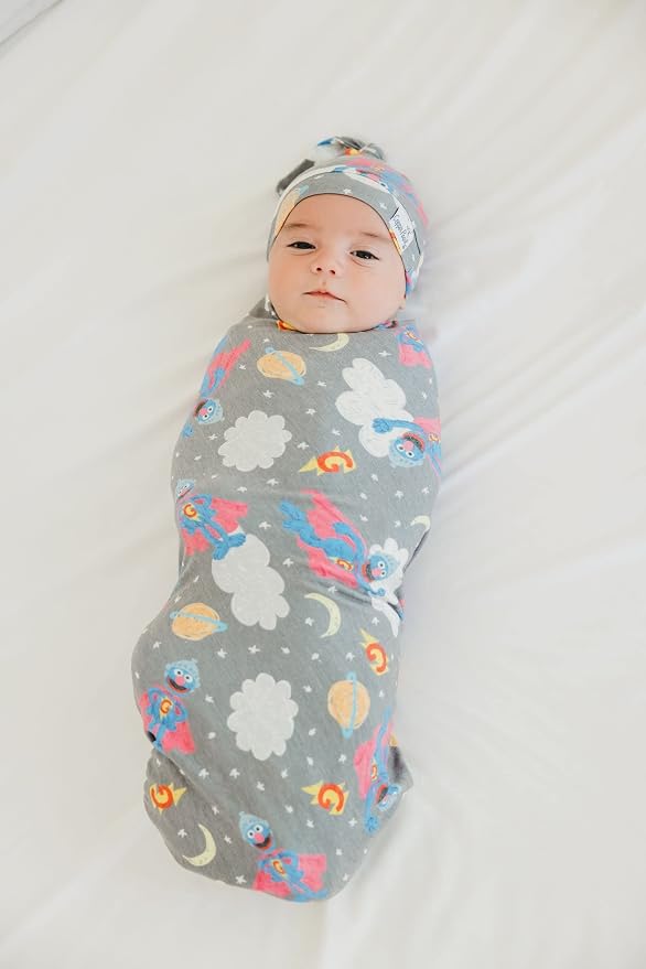 Copper Pearl Swaddle Blankets for Newborns | Soft Stretchy Receiving Blankets for Boys and Girls | Large 46 x 46 Inch Baby Blankets | Lightweight and Breathable Swaddles | Super Grover