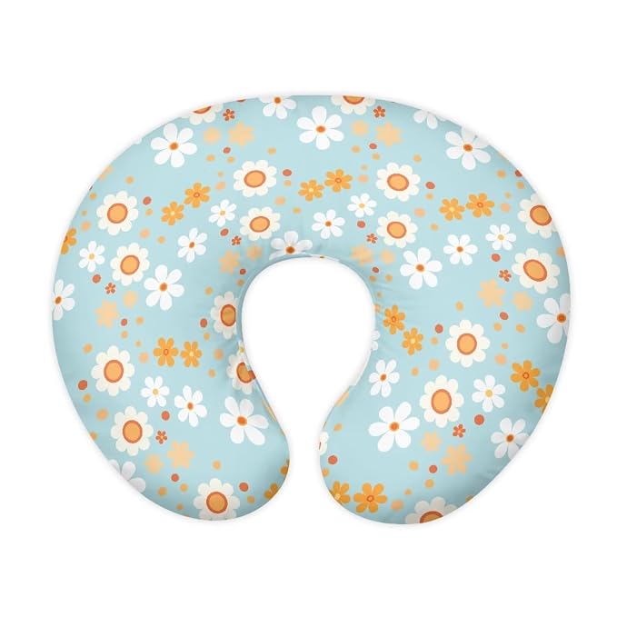 Lovely Hippie Flower Baby Breastfeeding Pillow Cover Nursing Cover for Newborn Girls Boys Super Soft and Comfortable for Home, 2 Packs