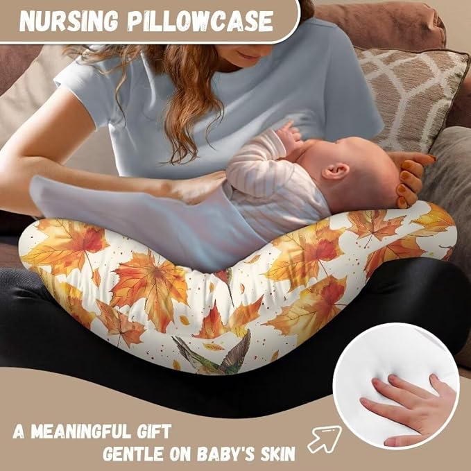 Maple Leaf Hummingbird Nursing Pillow Covers for Boys Soft and Stretchy Pillow Covers Girls Nursing Slipcover Breastfeeding Pillow Covers for Baby Fits Infant Nursing Pillow Case