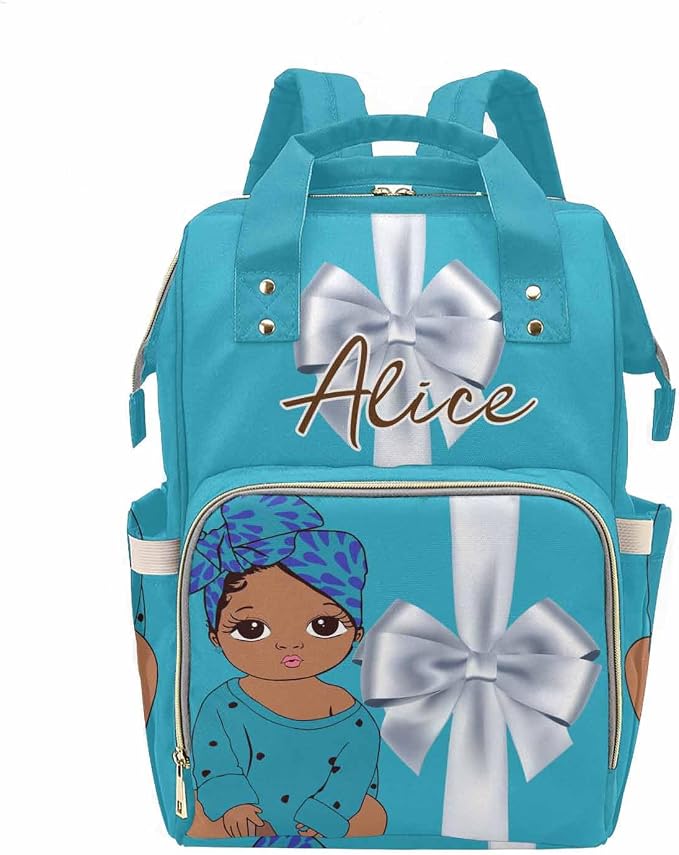 M YESCUSTOM Customized Diaper Backpack for Women Men Custom Blue Nappy Mommy Bags with Name Personalized Nursing Bag New Born Gift for Mother, Friends, Dad Blue Backpack Work Travel and Holiday