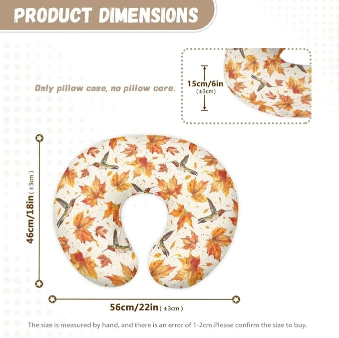 Maple Leaf Hummingbird Nursing Pillow Covers for Boys Soft and Stretchy Pillow Covers Girls Nursing Slipcover Breastfeeding Pillow Covers for Baby Fits Infant Nursing Pillow Case