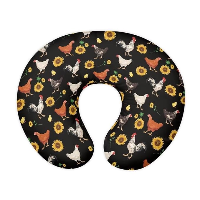 Stretchy Breastfeeding Pillow Cover,Rooster Sunflower Lightweight Neutral Baby Pillow Cover for Infant Snug,Best Choice for Mom or Baby