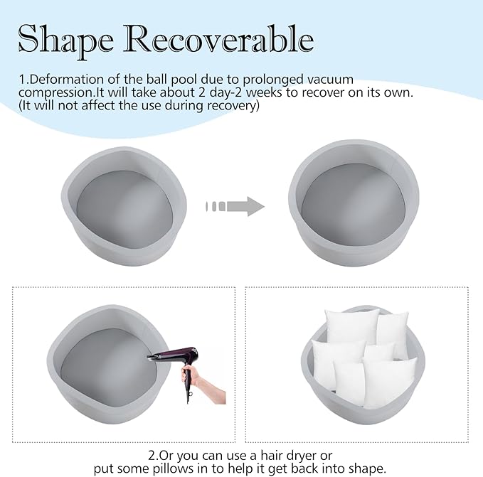 SHJADE Foam Ball Pit, 35.4"x 11.8" Ball Pits for Toddlers, Soft Round Kiddie Baby Playpen Ball Pool for Kids, Ideal Gift for Babies Indoor and Outdoor Game, Grey, (Balls not Included)