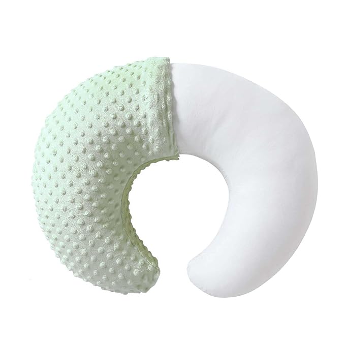 Nursing Pillow and Positioner, Breastfeeding, Bottle Feeding, Baby Sitting Support with Removable Ultra Soft Cover, Tummy Time Support for Baby Boys and Girls (Green)