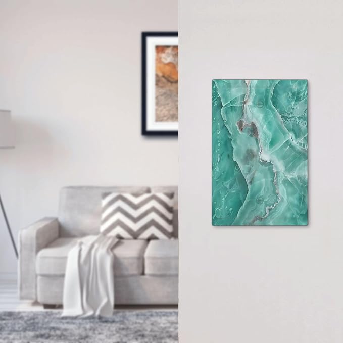 Turquoise Green Tiles Abstract Luxurious Print Light Switch Cover Plate 1 Gang No Device Blank Electrical Wall Plates Faceplate Decorative Switch Plate Covers for Bathroom Kitchen Decor
