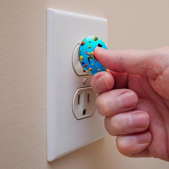 Turtle Fish Underwater World 12 Packs Outlet Covers, Safety Electrical Outlet Plug Covers, Child Proof Socket Caps, 2-Prong Power Wall Plates