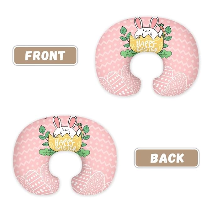 Egg Rabbit Nursing Pillow Covers Slipcovers for Breastfeeding Moms, Ultra Soft Breathable Feeding Pillow Slipcover for Baby Boy Girl Easter Decorations