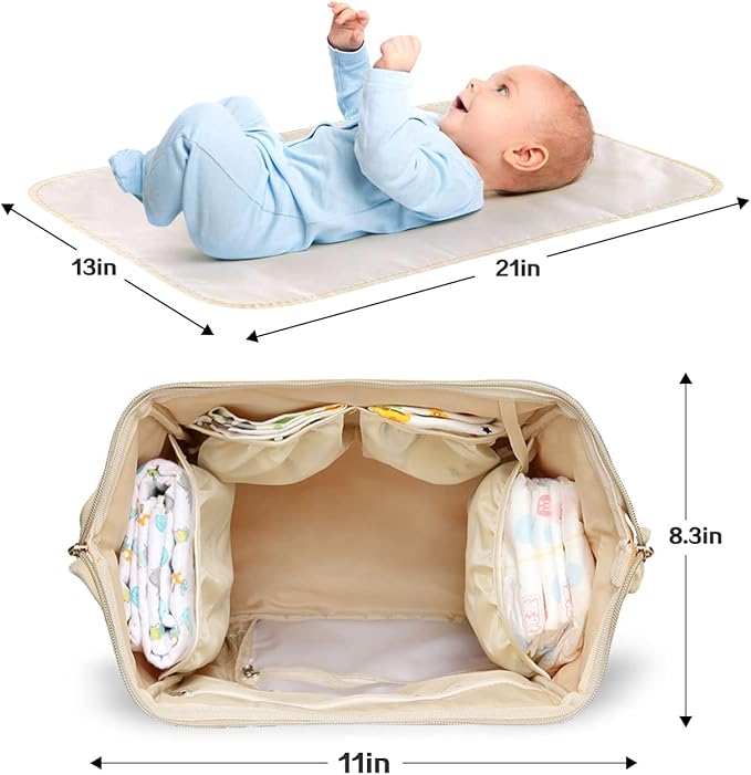 LIMHOO 3 in 1 Diaper Bag Backpack, Multifunction Large Baby Bags with Changing Pad & Stroller Straps, Waterproof Nappy Bag for Mom Baby Care (Checkered Sunflower)