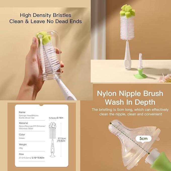 Sponge Bottle Cleaner, 4-in-1 Cup Lid Gap Brush Cleaner, Silicone Bottle Cleaning Brush for Tumbler, Water Bottle, Baby Bottle, Straws