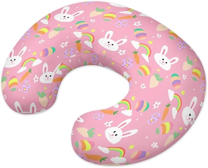 Easter Rabbit Nursing Pillow and Positioner Detachable Original Breastfeeding Newborn Nursing Pillow Case U-Shaped Head Support Protector Cushion Essentials with Hidden Zipper