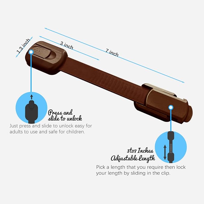Cabinet Locks Provide Effective Baby Proofing - No Screws and Magnets Required Multi-purpose Suitable for Furniture Ovens Drawers Kitchens Toilet Seats (C - Brown, 1 pack of 10)