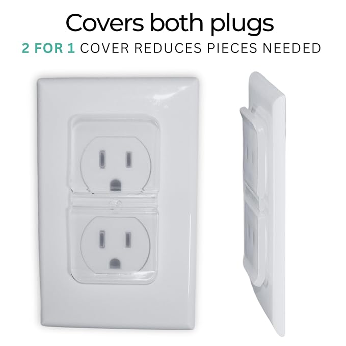 Clear Double Outlet Covers Baby Proofing (20 Pack, 40 Sockets) | Baby Proof Plug Covers for Electrical Outlets | Safe & Secure Baby Safety Products | Childproof Socket Covers Protect Toddlers & Babies