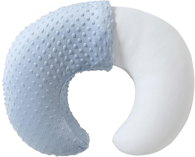 Nursing Pillow and Body Positioner with Premium Slipcover | for Breastfeeding for Baby Boys and Girls, Feeding Pillow with Breathable Comfortable Pillowcase (Blue)