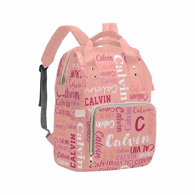 InterestPrint Personalized Mommy Nappy Bag with Name, Custom Pink Funny Font Diaper Bags Customized Nursing Bag Fashion Fashion Shoulder Bag Casual Daypack Bag for Travel Outside