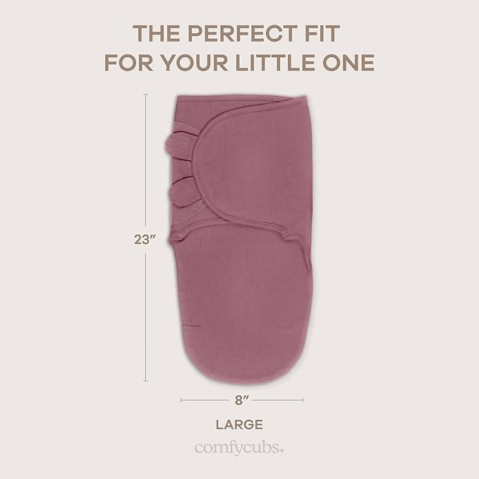 Comfy Cubs Easy Swaddle Blanket, 3 Pack - 100% Cotton Newborn Wrap, Large for 3-6 Months Infants, Breathable and Durable Sleep Sack for Babies - Blush, Mauve & Mulberry