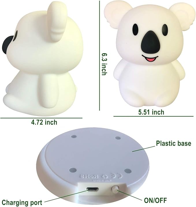 Big Size Night Light, Child Night Light, Bedside Lamp for Kids, Multicolor Light with Remote Control, Break Resistant, Eye Caring, Adjustable Brightness & Color, Timing Function - Large Koala
