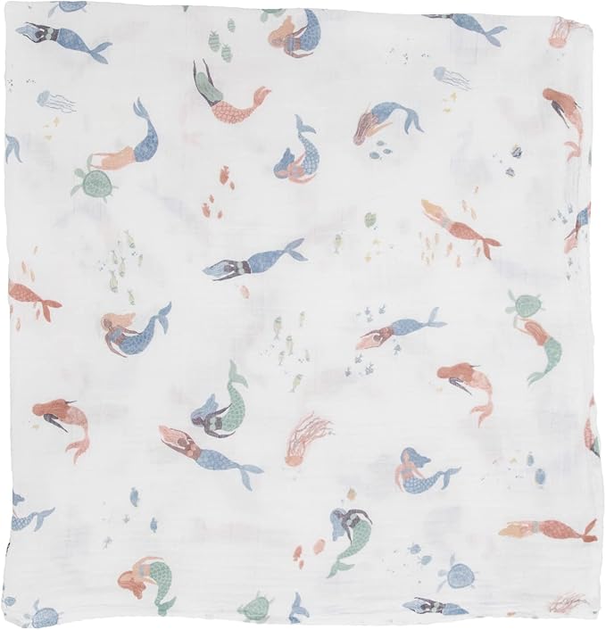 Little Unicorn Premium Cotton Swaddle Baby Blanket | Breathable Fabric | for swaddling, Play, Nursing & More (Mermaids)