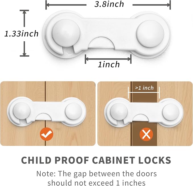 Cabinet Locks - Easy to Install, No Tools or Drill Needed - 4 Pack Child Safety Cabinet Locks for Baby Proofing Furniture, Kitchen, Ovens, Toilet Seats