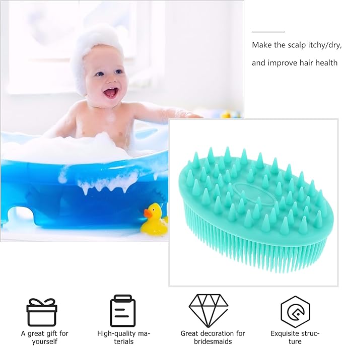 HEALLILY Silicone Body Bath Brush Cap Brush Soft Hair Massage Brush Hair Scalp Massager for Newborns Toddlers Kids Shower