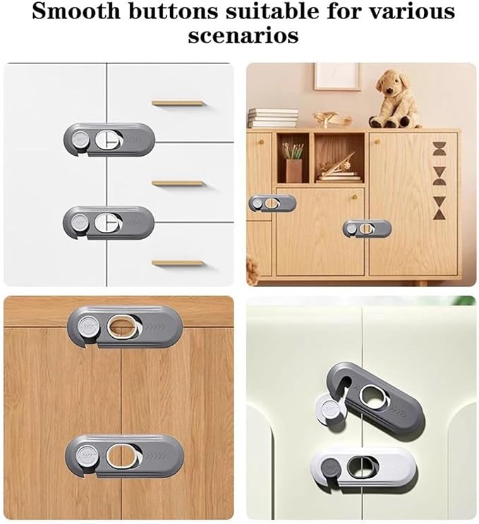 Refrigerator Locks Child Proof Fridge Locks with Sticky Adhesive for Baby Children Kids Safety Locks for Doors Closet Oven Cabinet Drawer 2pcs
