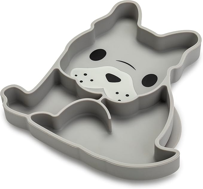 melii Silicone Suction Plate for Babies & Toddlers | Divided Baby Led Weaning Plate, BPA-Free, Non-Toxic, Dishwasher & Microwave Safe, Fits Most High Chairs, 6+ Months (Bulldog)